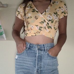 L.A HEARTS floral tie up shirt